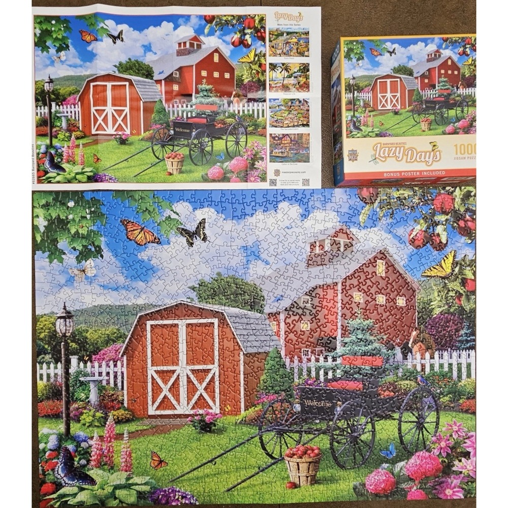 Lazy Days Barnyard Beauties 1000 Piece Puzzle Bonus Poster COMPLETE Master Piece